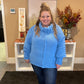 Blue Cowl Neck Oversized Sweater