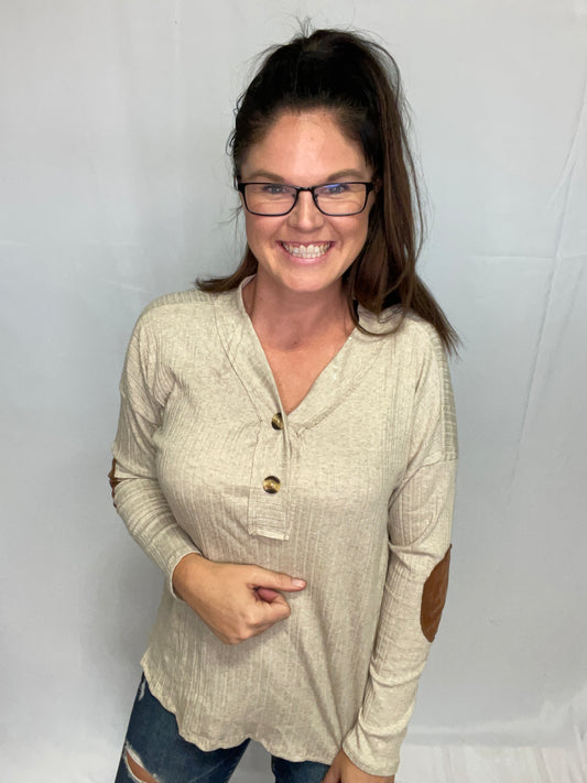 Ribbed Button Top