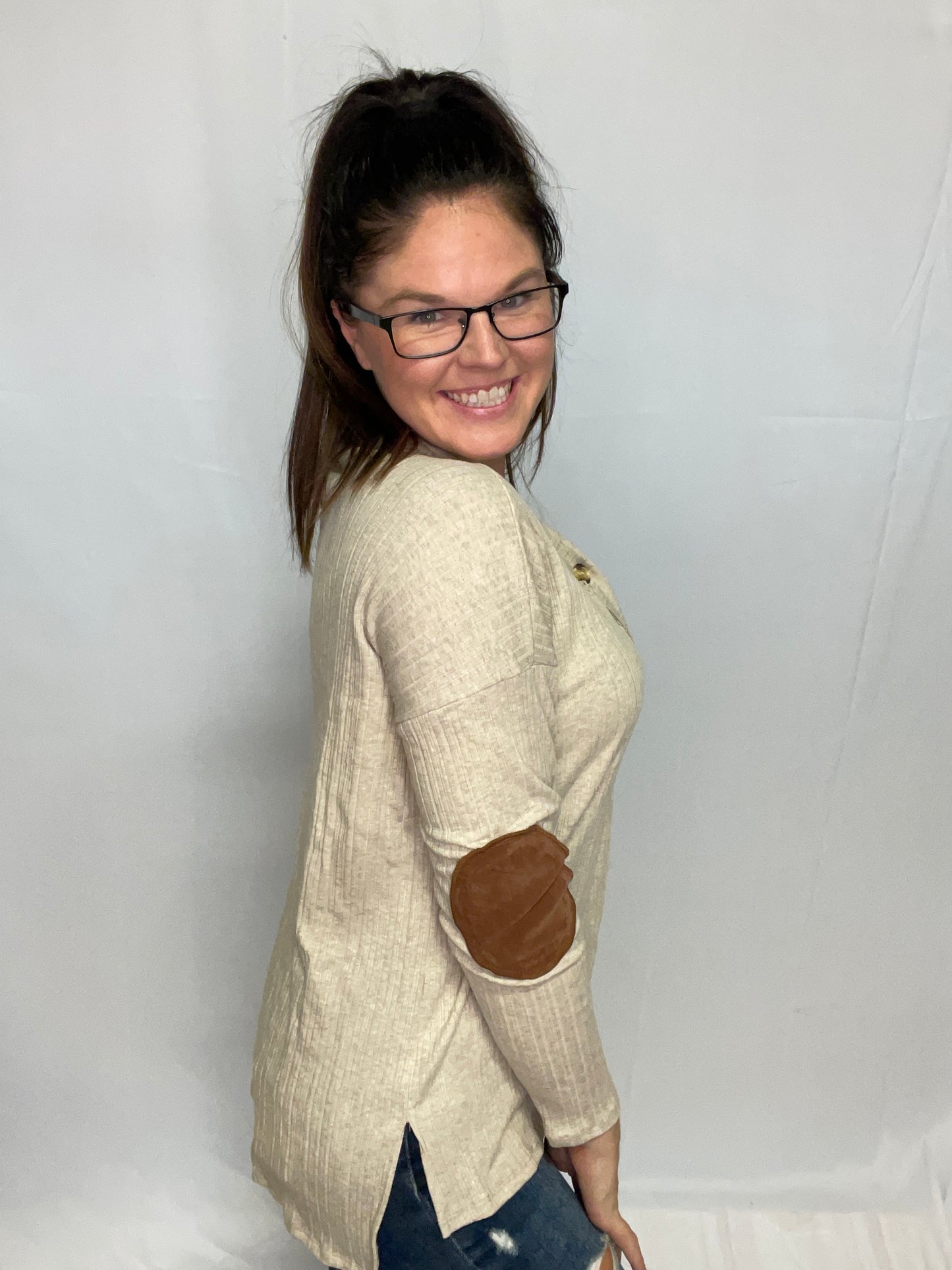 Ribbed Button Top