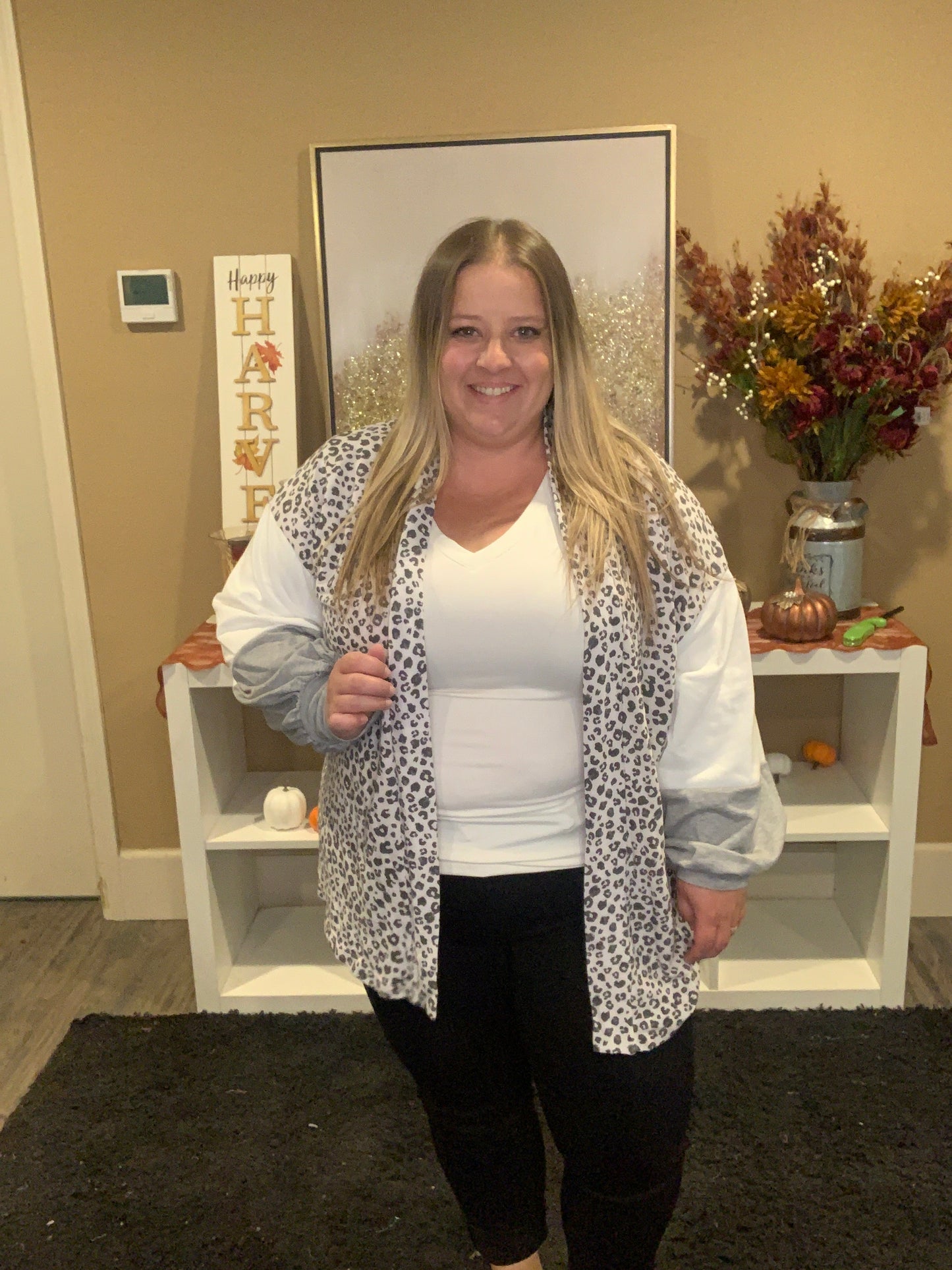 Leopard Colorblock Cardigan