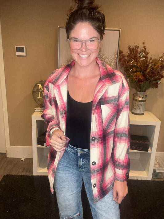 Hot Pink Oversized Flannel