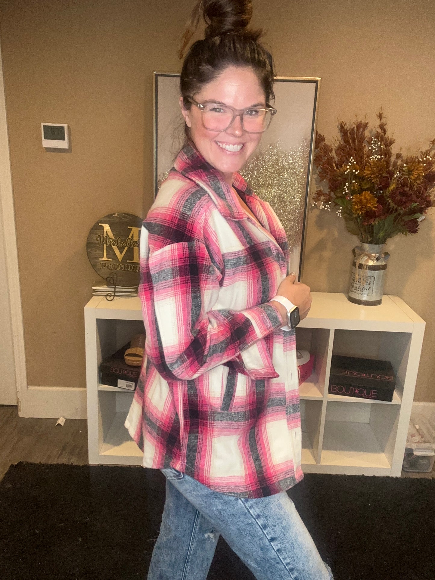 Hot Pink Oversized Flannel