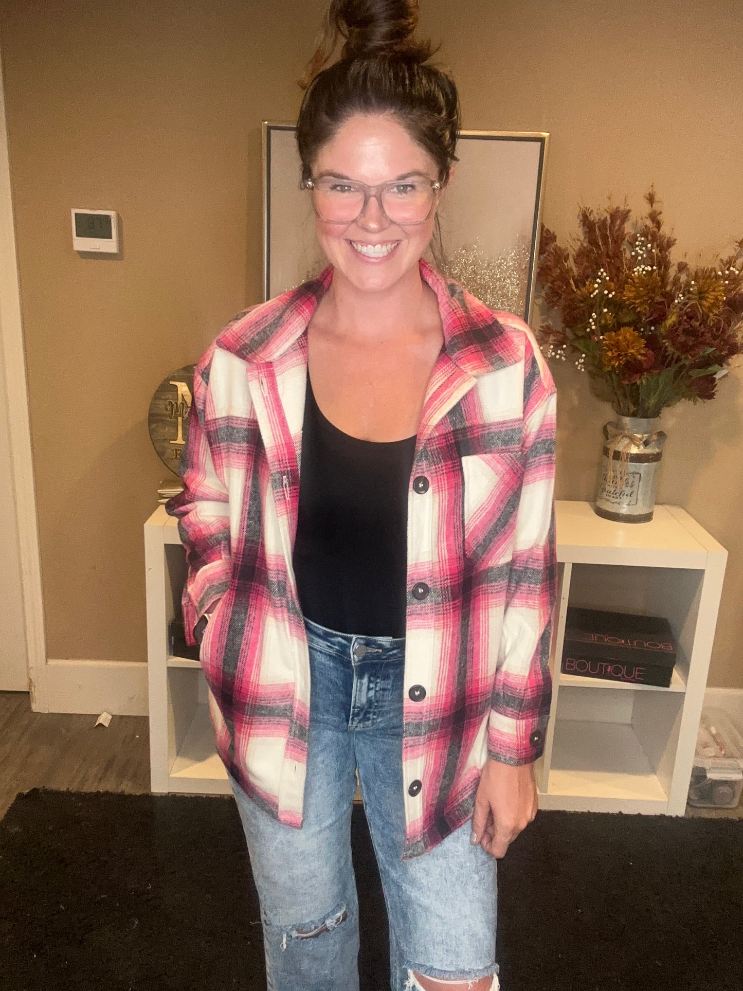 Hot Pink Oversized Flannel