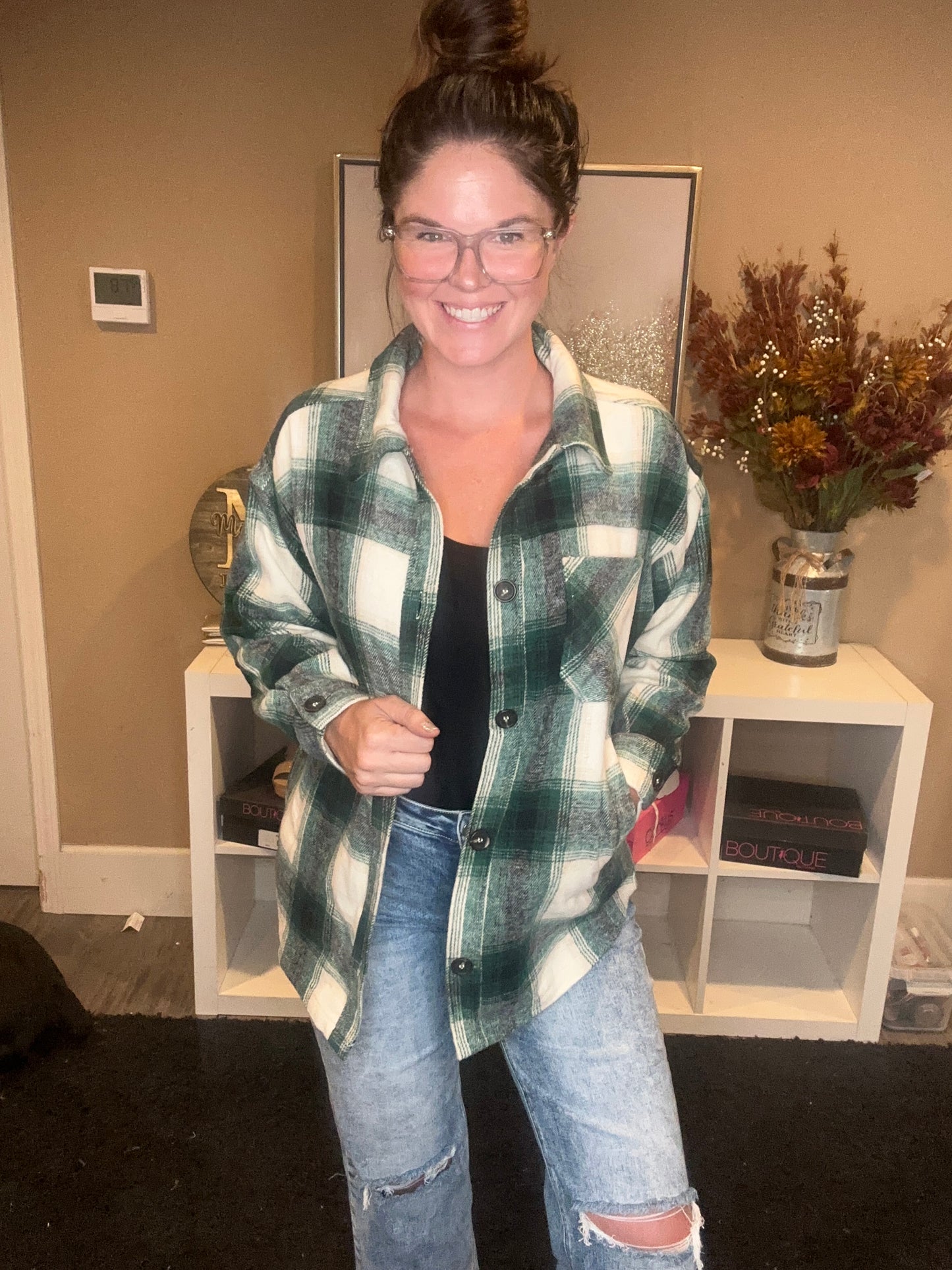 Hunter Green Oversized Flannel