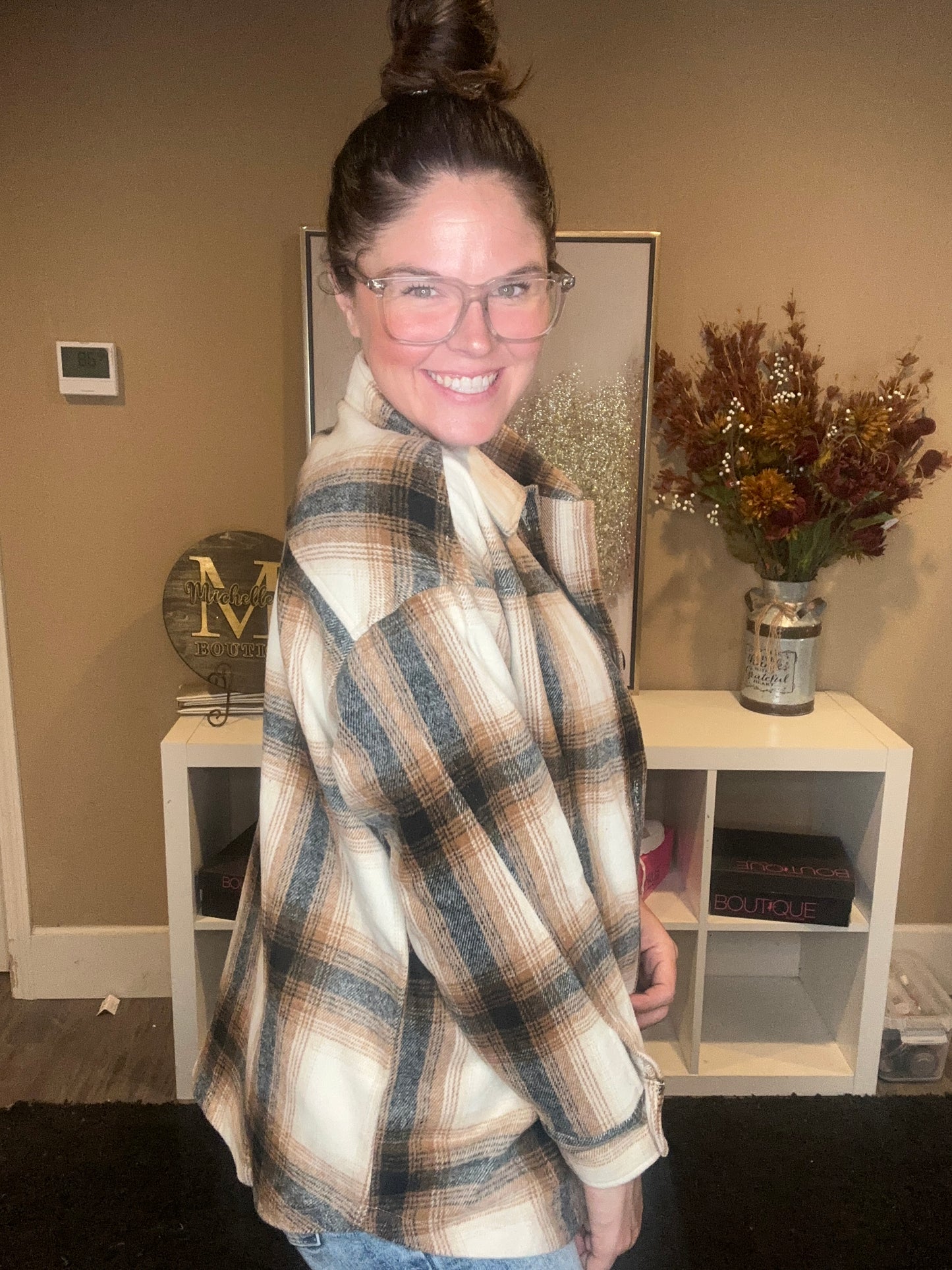 Camel Oversized Flannel