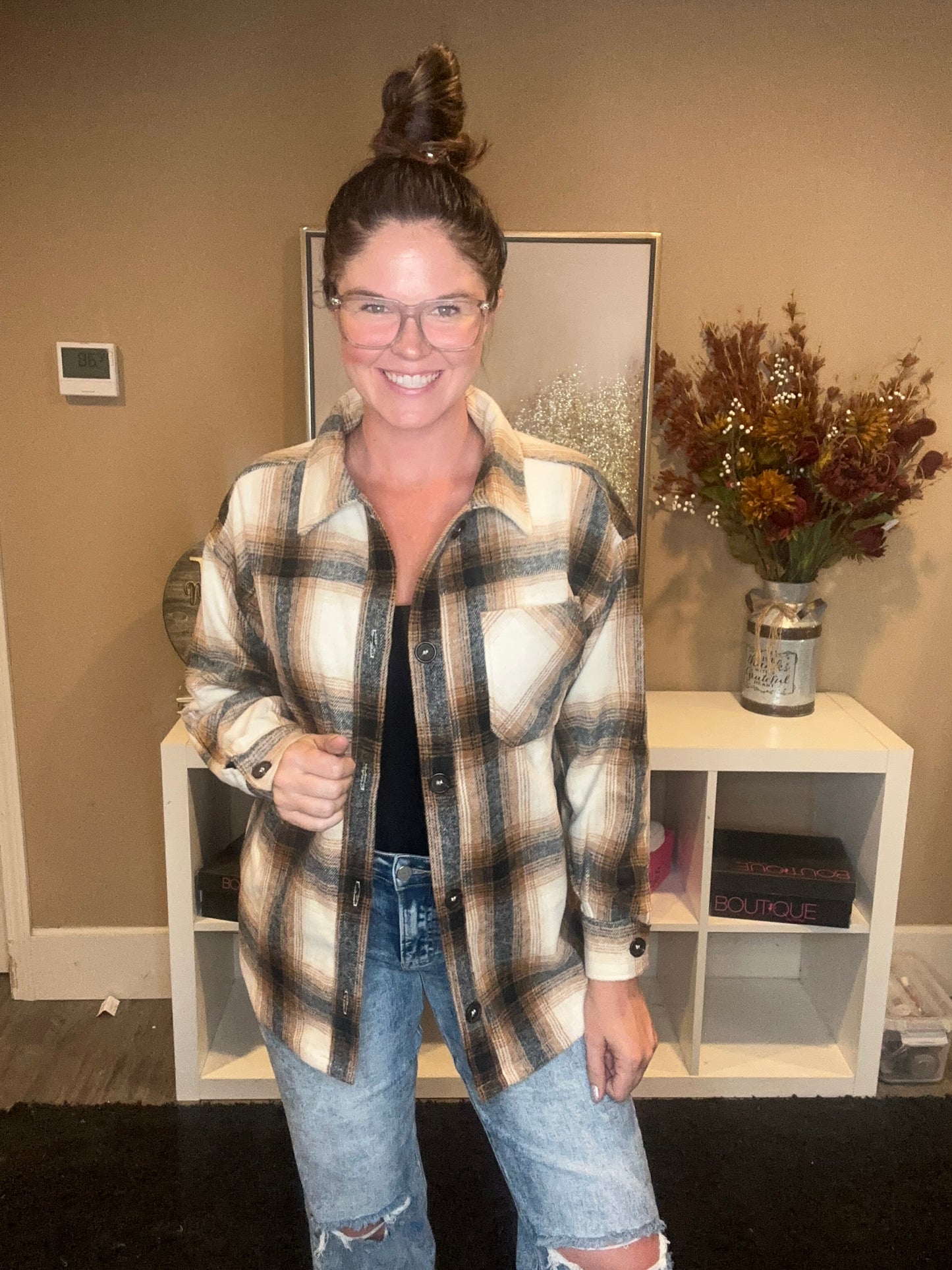 Camel Oversized Flannel