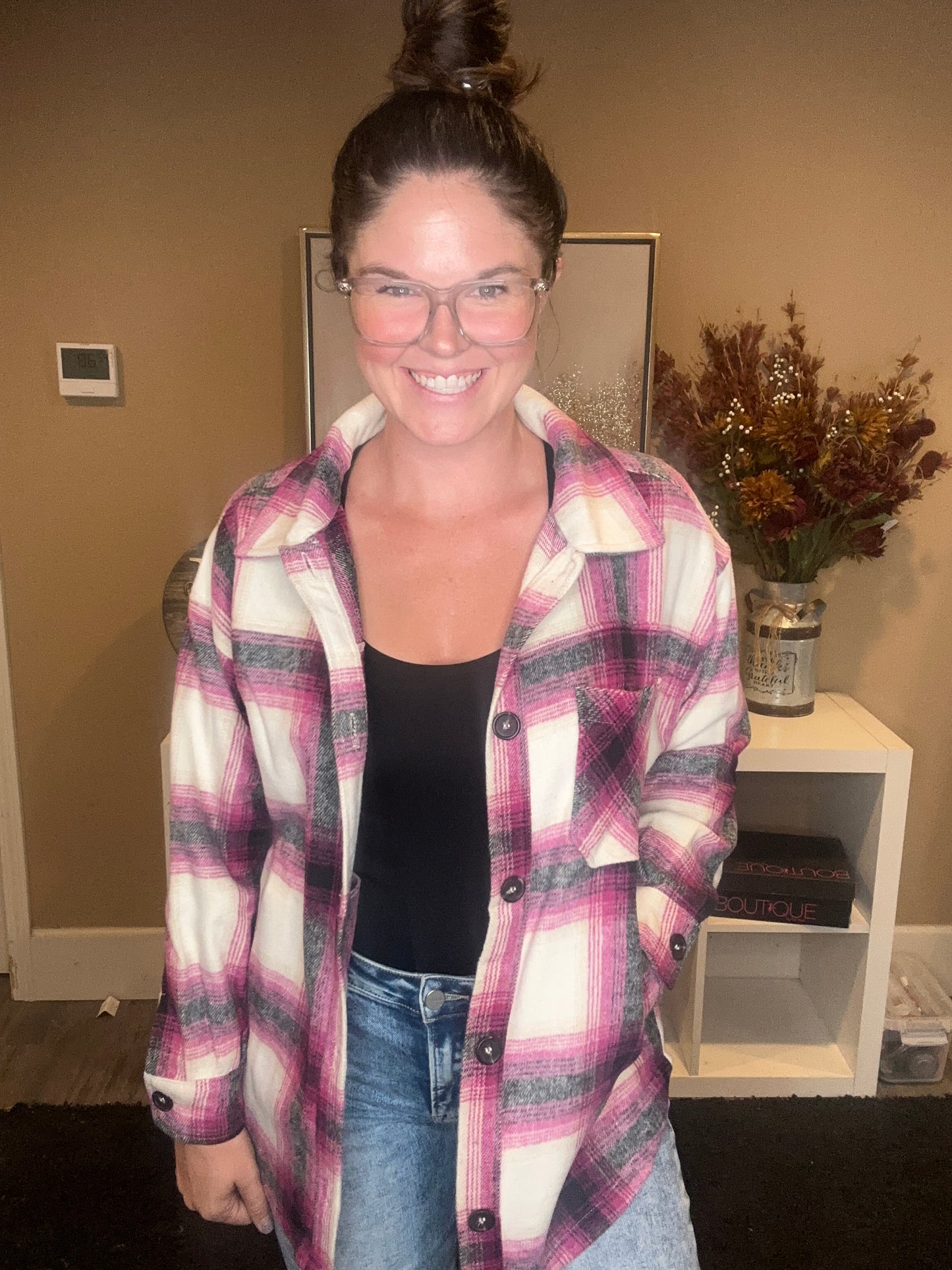 Magenta Oversized Flannel