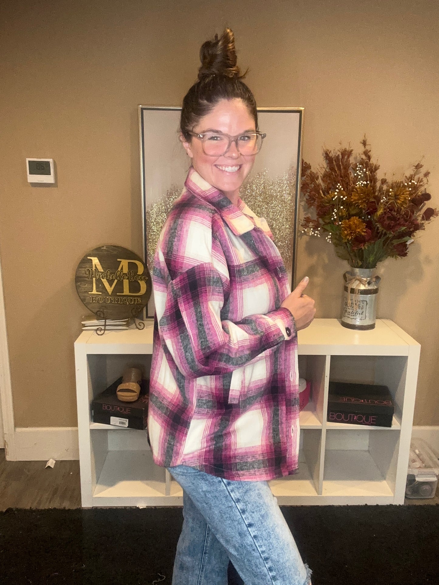 Magenta Oversized Flannel
