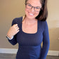 Ribbed Square Neck Top