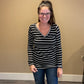 Striped V Neck Top