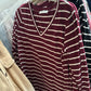 Striped V Neck Top
