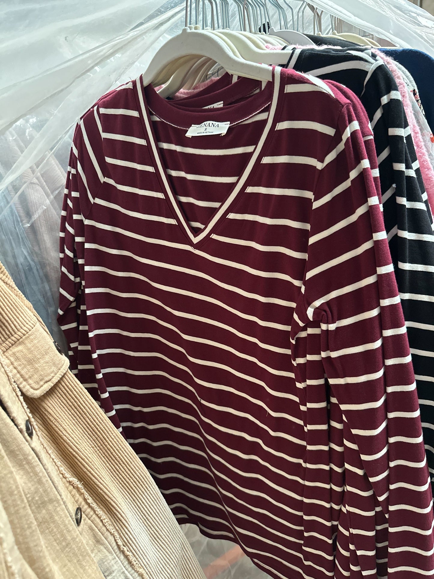 Striped V Neck Top