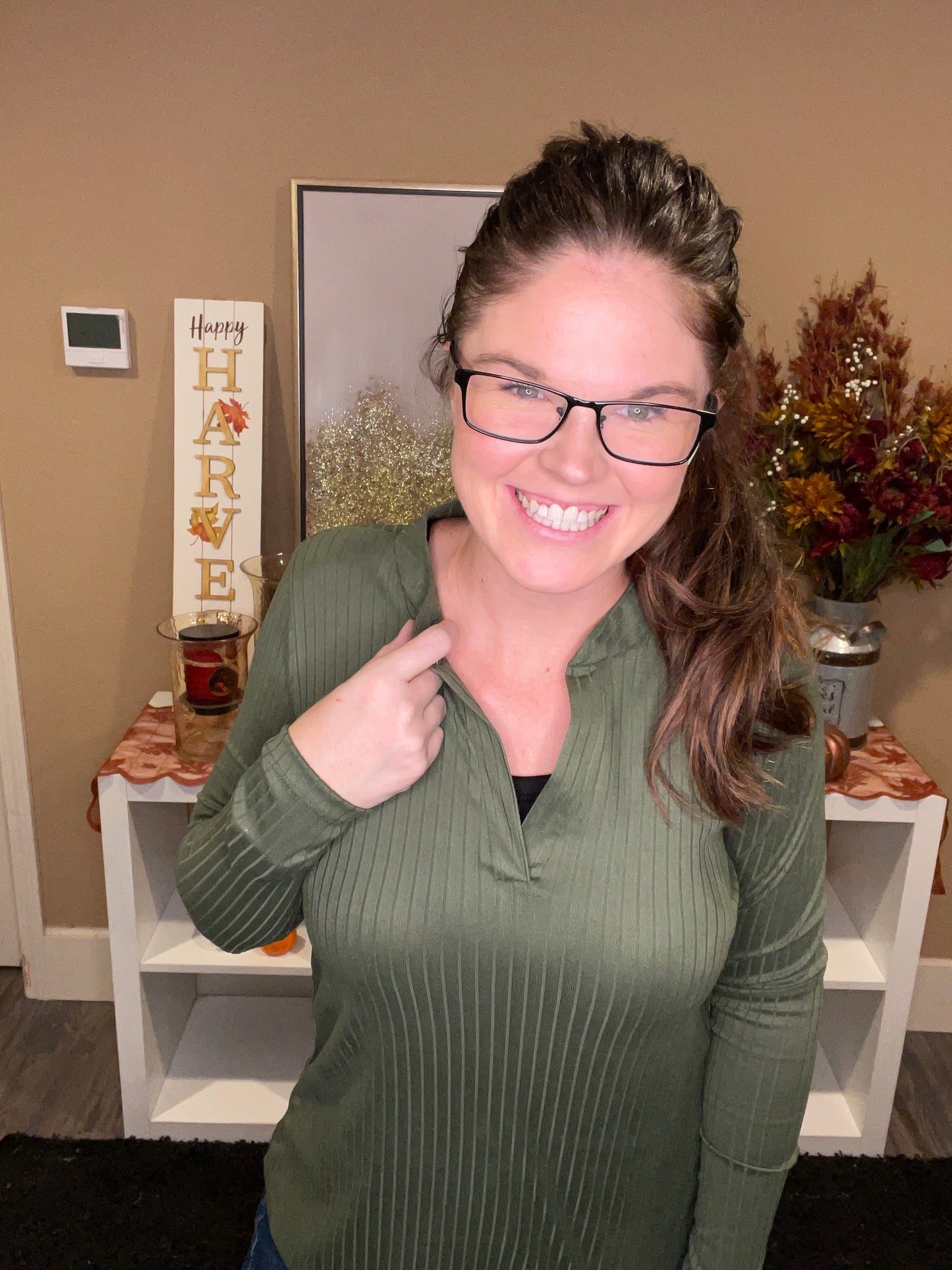 Green Ribbed Top