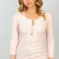 Ribbed Button Detail Top
