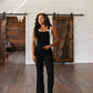 Imogene Tummy Control Top Retro Flare Overalls in Black