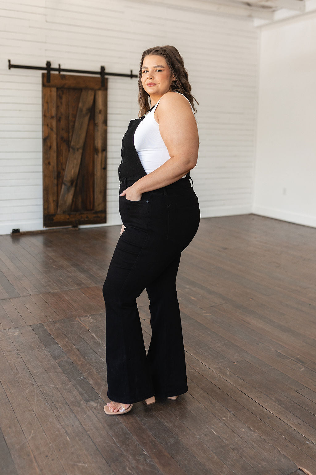 Imogene Tummy Control Top Retro Flare Overalls in Black