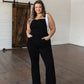 Imogene Tummy Control Top Retro Flare Overalls in Black