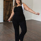 Imogene Tummy Control Top Retro Flare Overalls in Black
