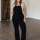 Imogene Tummy Control Top Retro Flare Overalls in Black