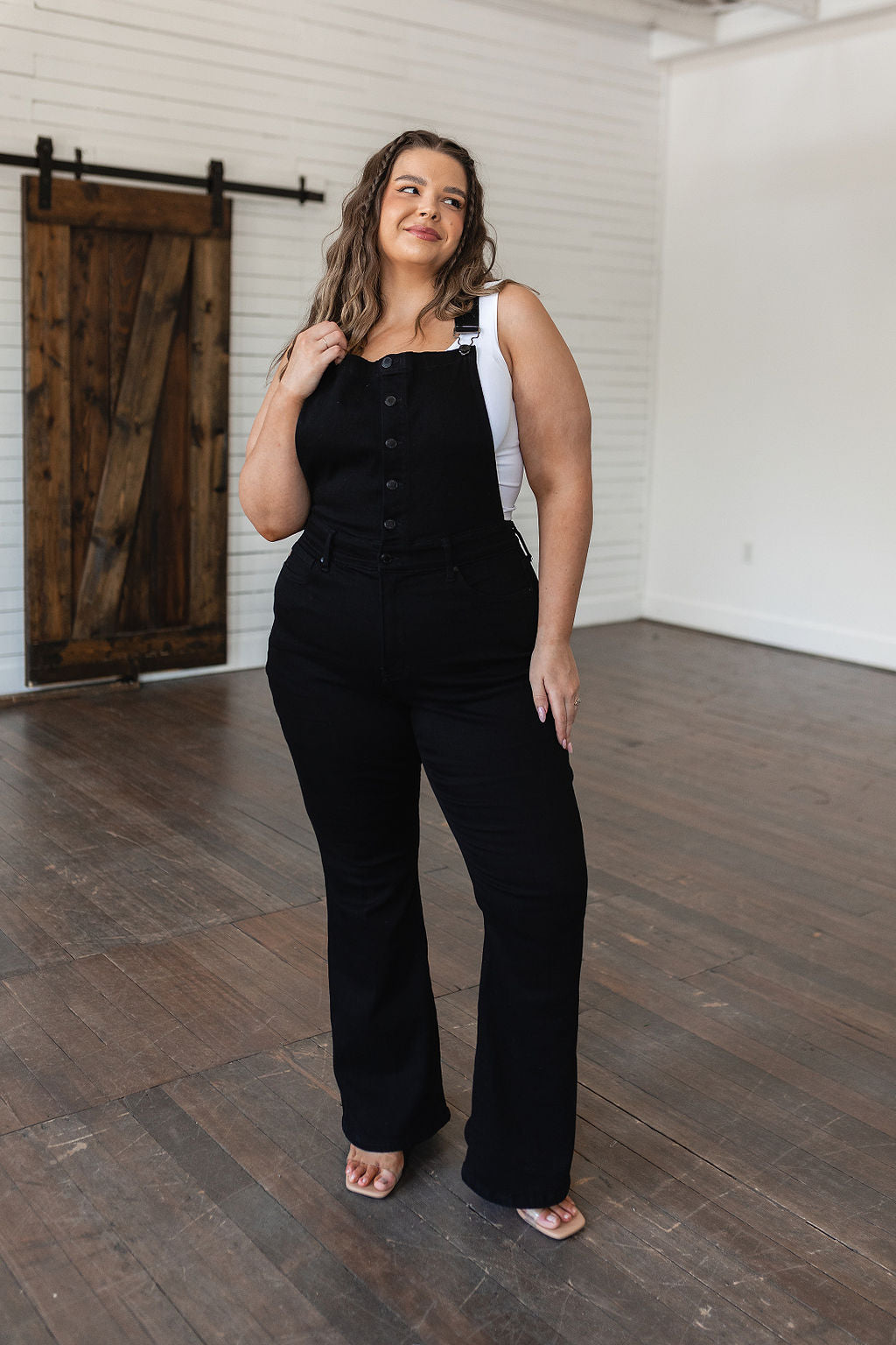 Imogene Tummy Control Top Retro Flare Overalls in Black