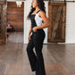 Imogene Tummy Control Top Retro Flare Overalls in Black