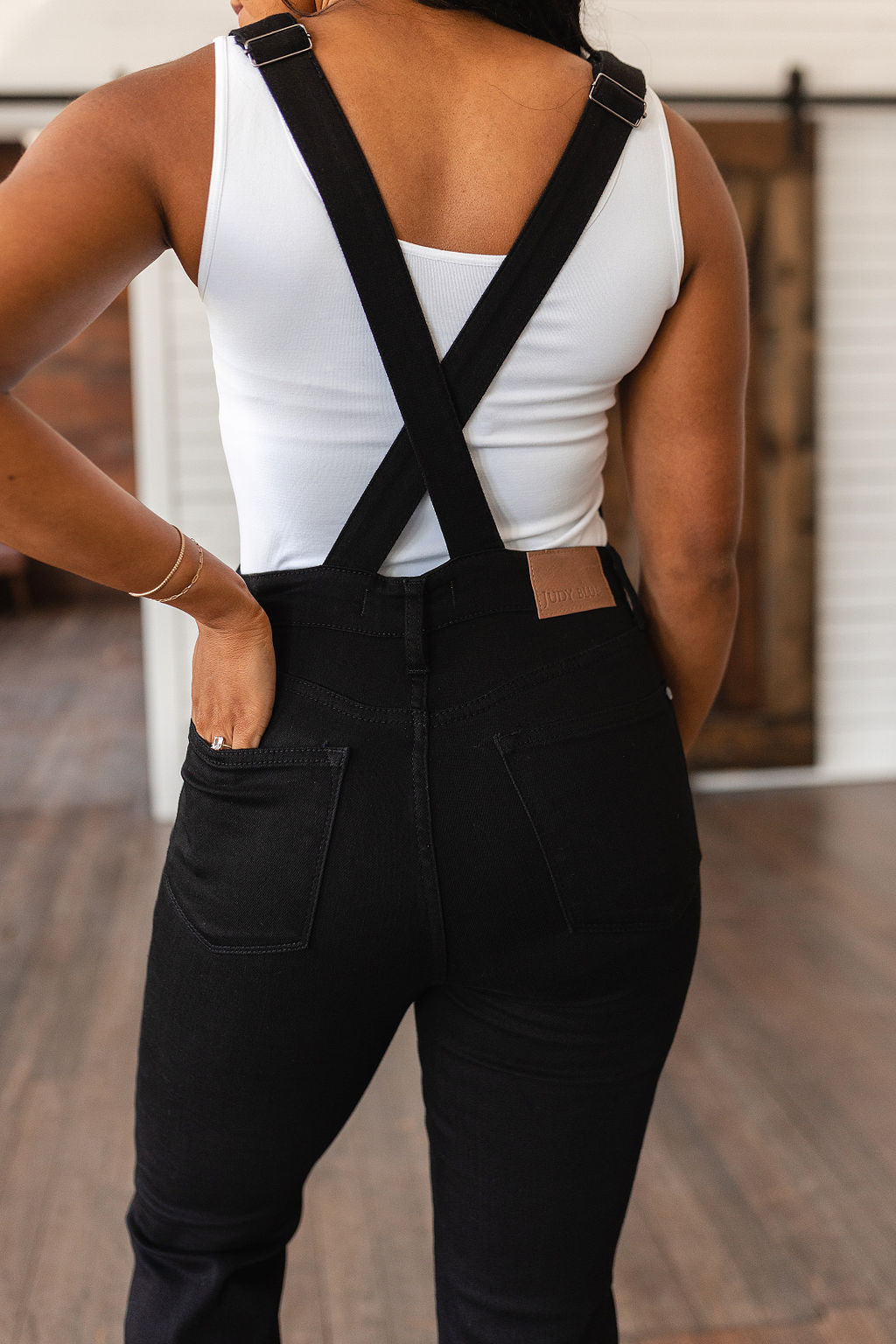 Imogene Tummy Control Top Retro Flare Overalls in Black