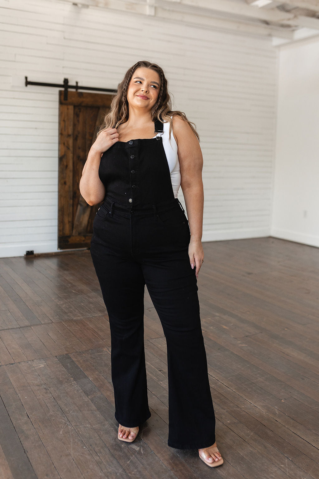 Imogene Tummy Control Top Retro Flare Overalls in Black