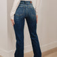 Josephine Mid Rise Raw Hem Bootcut Jeans