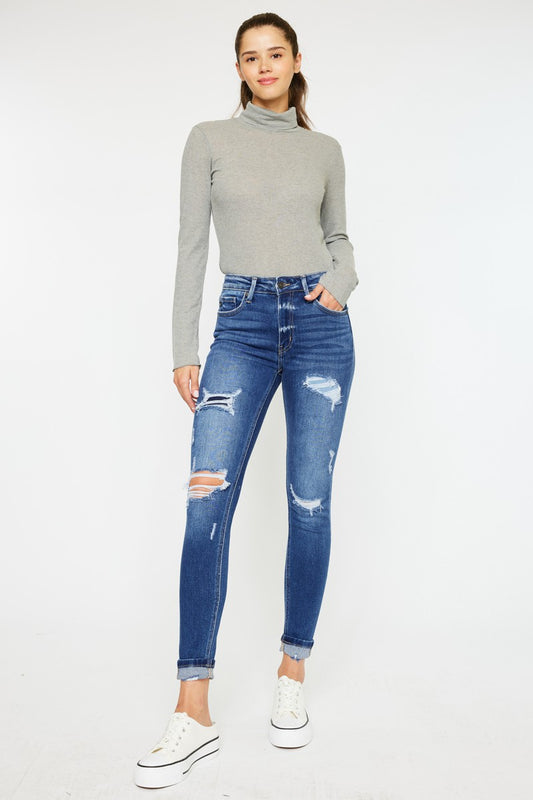 Kan Can High Rise Distressed Skinny jeans