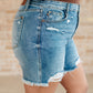 Kara High Rise Rigid Magic Button Fly Cutoff Shorts