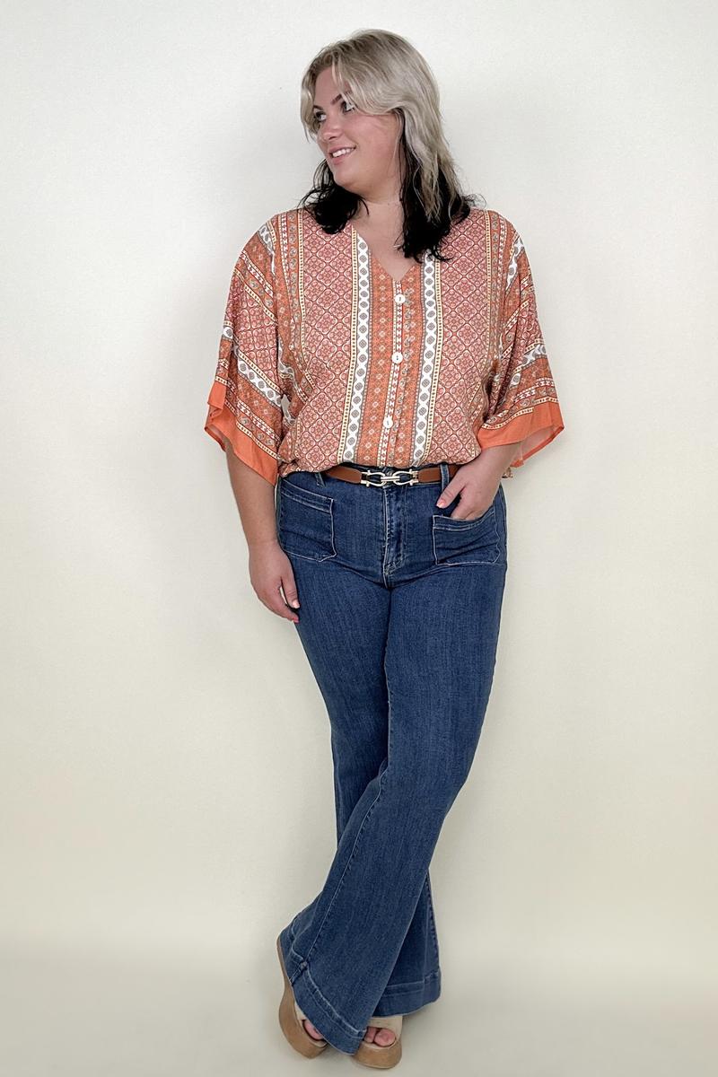 Risen High Rise Front Pocket Sailor Flare Jeans MB