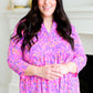 Lizzy Babydoll Top in Magenta Brushstrokes