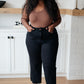 Lizzy High Rise Control Top Wide Leg Crop Jeans in Black