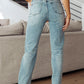Miranda High Rise Plaid Cuff Vintage Straight Jeans
