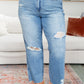 Judy Blue Nora High Rise Rigid Magic Destroy Slim Straight Jeans