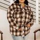 Outside Stroll Plaid Waist Tie Shacket In Brown