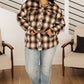 Outside Stroll Plaid Waist Tie Shacket In Brown