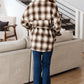 Outside Stroll Plaid Waist Tie Shacket In Brown