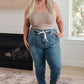 Payton Pull On Denim Joggers in Medium Wash