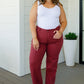 Phoebe High Rise Front Seam Straight Jeans in Burgundy