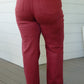 Phoebe High Rise Front Seam Straight Jeans in Burgundy