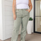 Phoebe High Rise Front Seam Straight Jeans in Sage