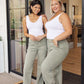 Phoebe High Rise Front Seam Straight Jeans in Sage