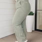 Phoebe High Rise Front Seam Straight Jeans in Sage