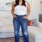 Judy Blue Rose High Rise 90's Straight Jeans in Dark Wash