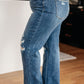 Judy Blue Rose High Rise 90's Straight Jeans in Dark Wash