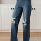 Judy Blue Rose High Rise 90's Straight Jeans in Dark Wash