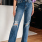 Judy Blue Rose High Rise 90's Straight Jeans in Dark Wash