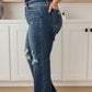 Judy Blue Rose High Rise 90's Straight Jeans in Dark Wash