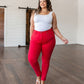Ruby High Rise Control Top Garment Dyed Skinny Jeans in Red